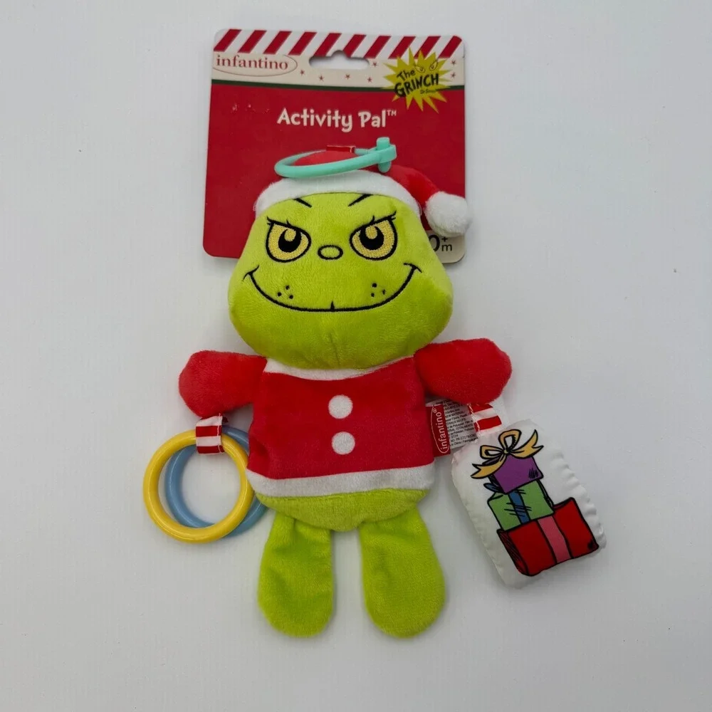 Infantino Grinch‎ Activity Pal Plush Clip On Baby Toy Christmas NEW